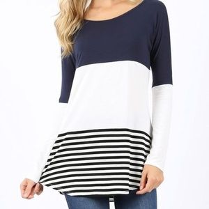PREMIUM LONG SLEEVE ROUND NECK COLOR BLOCK TOP